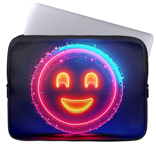 Funda Para Portátil Neon Smile: Bright Happy Glow Design (Frente)