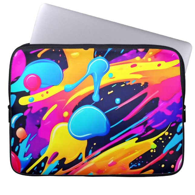 Funda Para Portátil Neon Splatter Paint Art (Frente)