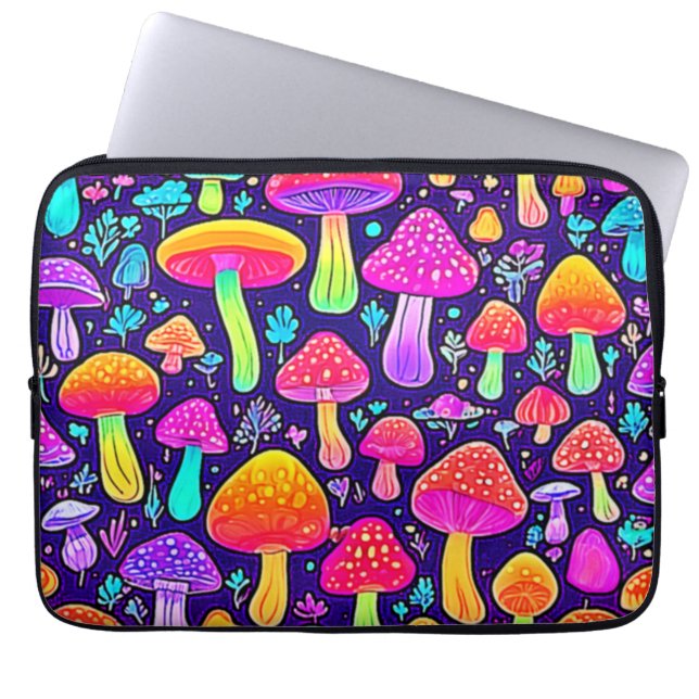 Funda Para Portátil Neón suave: parche para hongos Personalizados (Frente)