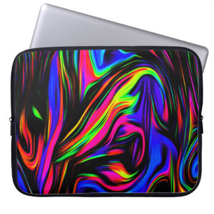Funda Para Portátil Neon Swirls Marble Black Yellow Pink Blue