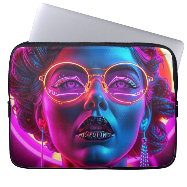 Funda Para Portátil Neon Woman Cyberpunk (Frente)