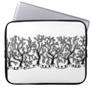 Funda Para Portátil Neopreno del árbol Joshua blanco y negro moderno