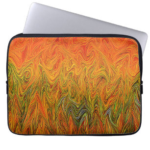 Funda Para Portátil "Neural Firestorm" Resumen Naranja amarillo