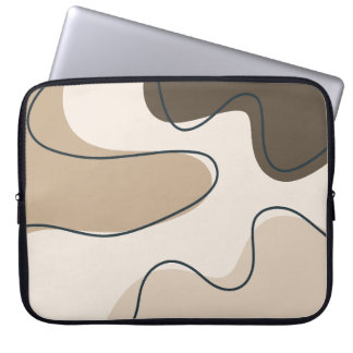 Funda Para Portátil Neutral Beige & Brown Abstract Boho Liquid Swirl L