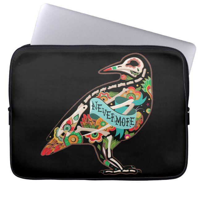 Funda Para Portátil Nevermore Sugar Skull Raven (Frente)