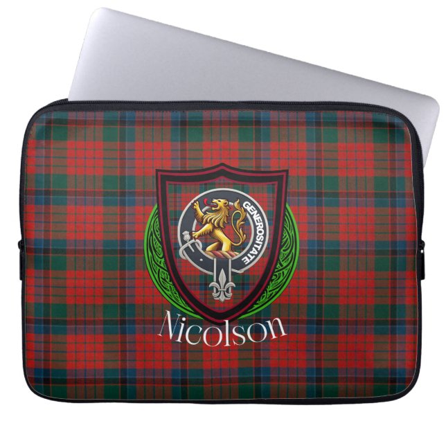 Funda Para Portátil Nicolson Scottish Clan Tartan & Crest (Frente)