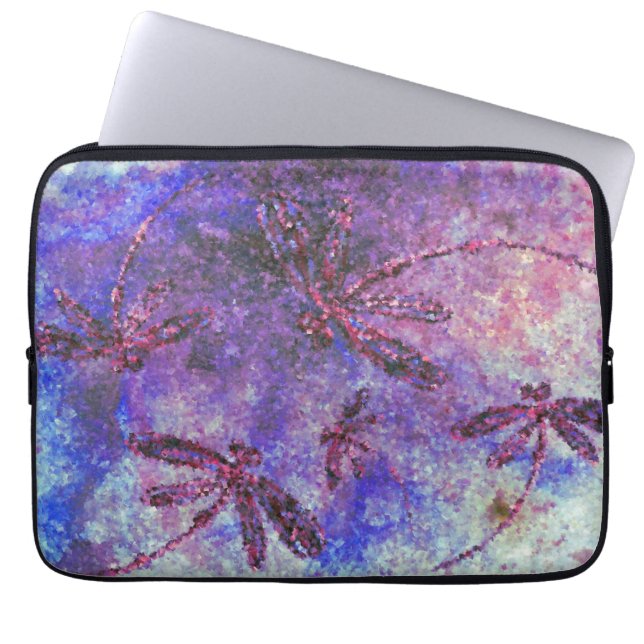 Funda Para Portátil Niebla morada de la libélula (Frente)