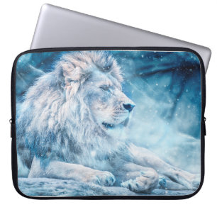 Funda Para Portátil Nieve de león tumbada en un animal de arte