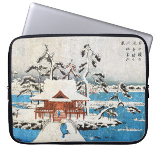 Funda Para Portátil Nieve japonesa fresca de la capilla del lago del