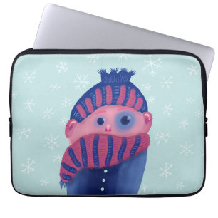 Funda Para Portátil Niña Congelación Con Gorra Y Scarf En Invierno Frí