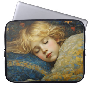 Funda Para Portátil Niño dormido en sueño en la inclinación floral