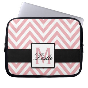FUNDA PARA PORTÁTIL NIÑO, PATRÓN DE CORAL PINK CHEVRON PERSONALIZADO