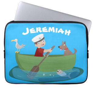 Funda Para Portátil Niño pequeño marinero y personalizado de un bote d