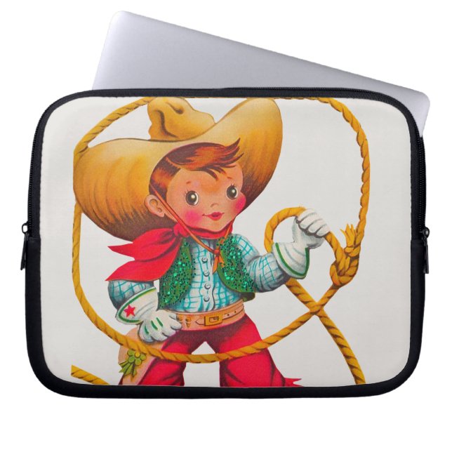 Funda Para Portátil Niño retro niño vago occidental (Frente)