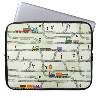 Funda Para Portátil Niños divertidos con vías fluidas de tren con loco