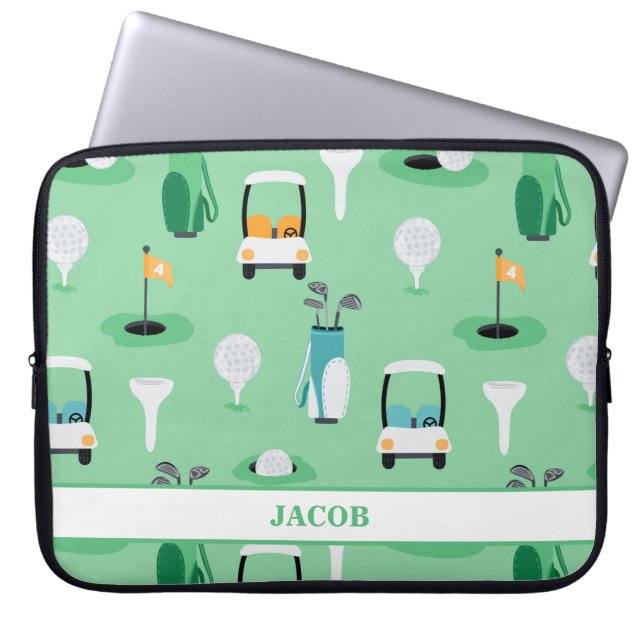 Funda Para Portátil Niños personalizados Golfer Golfcart Golf Sporty (Frente)