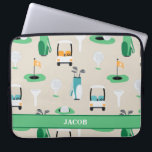 Funda Para Portátil Niños personalizados Golfer Golfcart Golf Sporty<br><div class="desc">Papá,  Grampa u otro Nombre Personalizado Golfer Golfcart Golfcart Patrón deportivo de golf. Carros de golf,  pelotas de golf,  campos de golf,  diseño deportivo...  Editar para cambiar el nombre.</div>