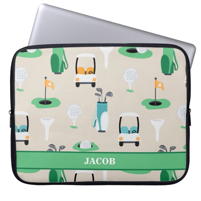 Funda Para Portátil Niños personalizados Golfer Golfcart Golf Sporty (Frente)