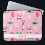 Funda Para Portátil Niños personalizados Golfer Golfcart Golf Sporty<br><div class="desc">Papá,  Grampa u otro Nombre Personalizado Golfer Golfcart Golfcart Patrón deportivo de golf. Carros de golf,  pelotas de golf,  campos de golf,  diseño deportivo...  Editar para cambiar el nombre.</div>