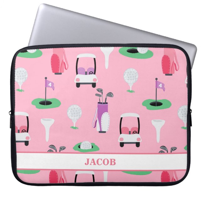 Funda Para Portátil Niños personalizados Golfer Golfcart Golf Sporty (Frente)