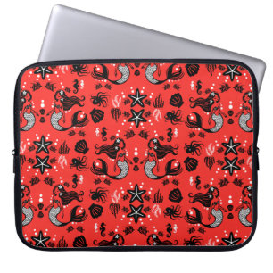 Funda Para Portátil Niños Sirena Rojo Rosa