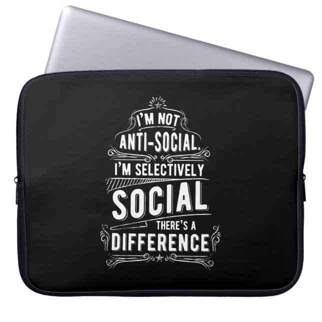 Funda Para Portátil No soy antisocial (Frente)