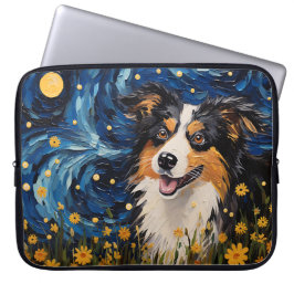 FUNDA PARA PORTÁTIL NOCHE DE ESTRELLA LUMINOSA CON PERRO AUSTRALIANO S