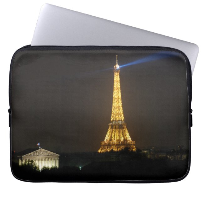 Funda Para Portátil Noche de la torre Eiffel (Frente)