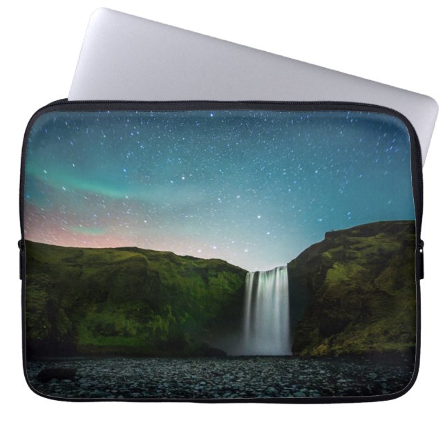 Funda Para Portátil Noche en Skógafoss (Frente)