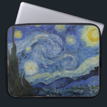 Funda Para Portátil Noche estrellada, pintura al óleo, Vincent Van Gog<br><div class="desc">Vincent Van Gogh, junio de 1889 postea una pintura al óleo de arte moderno impresionista sobre paisajes nocturnos de lona de un cielo azul rápído y estrellado con una luna creciente amarilla brillante; el planeta Venus también es visible. En primer plano se puede ver un ciprés de gran tamaño exagerado....</div>