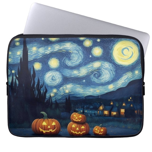 Funda Para Portátil Noche estrellada Van Gogh Halloween (Frente)