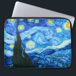 Funda Para Portátil Noche Van Gogh Starry<br><div class="desc">Portátil Sleeve con la pintura al óleo de Vincent van Gogh La noche estrellada (1889). Inspirado por su estancia en un asilo,  el arte representa un pueblo bajo un cielo nocturno de estrellas y luna azul y amarilla. Un gran regalo para los aficionados al post-impresionismo y al arte holandés.</div>