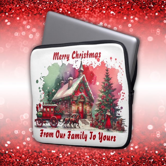 Funda Para Portátil Nochebuena de la cosecha del Monograma en blanco | (Subido por el creador)