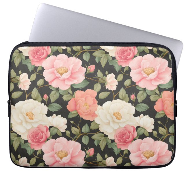 Funda Para Portátil Noir floral romántico con Rosas de estilo pintado  (Frente)