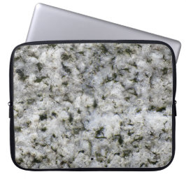 Funda Para Portátil Nombre blanco del personalizado del granito de la