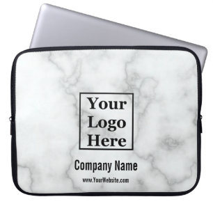 Funda Para Portátil Nombre comercial Mármol blanco falso Su logotipo a