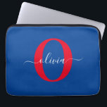 Funda Para Portátil Nombre con letra de monograma personalizada azul b<br><div class="desc">Este elegante monograma y diseño de nombre con letra elegante se puede regalar como regalo para un cumpleaños, boda, ducha de novia, aniversario, Día de la Madre o cualquier ocasión. Se puede personalizar con la inicial y el nombre de la persona. Puede cambiar la fuente, el color de la fuente,...</div>