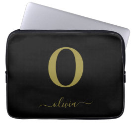 Funda Para Portátil Nombre con letra script y monograma personalizado 