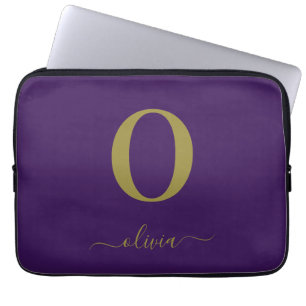 Funda Para Portátil Nombre con letra script y monograma personalizado