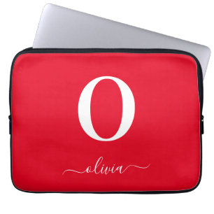 Funda Para Portátil Nombre con letra script y monograma personalizados