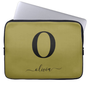 Funda Para Portátil Nombre con letra script y monograma personalizados