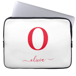 Funda Para Portátil Nombre con letra script y monograma personalizados