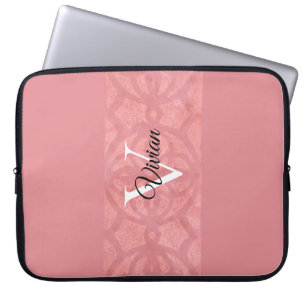 Funda Para Portátil Nombre de Batik Rosado Ruddy Monogramado