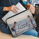 Funda Para Portátil Nombre de familia de Personalizado de plantilla de<br><div class="desc">Simple y moderna plantilla de fotos Personalizado Nombre de familia Laptop Sleeve presenta su foto favorita con su nombre de familia personalizado. Hace un regalo fantástico para Navidades, cumpleaños, aniversario, Día de la Madre, Día del Padre, Día de los Abuelos y más. Personalice editando el texto en el cuadro de...</div>