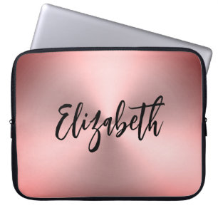 Funda Para Portátil Nombre de guión de estilo Metalizado pincel rosado