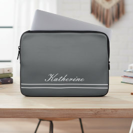 Funda Para Portátil Nombre de guión Minimalista Gris Carbón