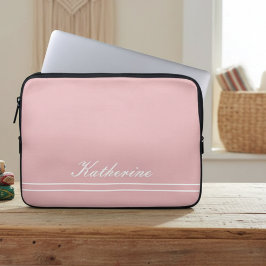 Funda Para Portátil Nombre de guión Rosa Minimalista