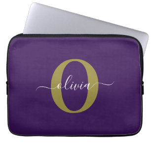 Funda Para Portátil Nombre de letra script con monograma personalizado