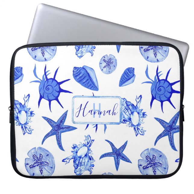 Funda Para Portátil Nombre de monograma de personalizado de patrones d (Frente)