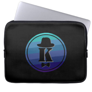Funda Para Portátil Nombre De Ombre Azul Monograma Inicial Para Hombre